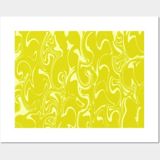 Marble Swirl Texture - Dark and Bright Yellow Tones Posters and Art